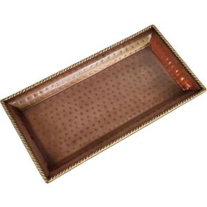 100% Pure Copper Tray For Serving Tea, Snacks, Hand-Hammered Brass Decor Piece for Coffee Table or Dining, Stylish Round Platter That Elevates Every Occasion 30x16 cm