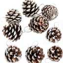 Pine Cones 24 Pieces Christmas PineCones Hanging Ornament for Christmas Tree Party Decoration (Snow)