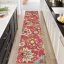 Beeiva Floral Runners for Hallways, Washable Rugs Runners 2.5x10 Non Slip Red Rug, Vintage Rugs with Rubber Backing Paisley Stair Carpet for Kitchen Entryway Laundry Room Christmas