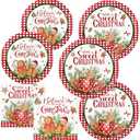 Christmas Gingerbread Plates and Napkins,Christmas Decorations Red Black Buffalo Plaid Ice Cream Sweet Christmas Gingerbread Man Tableware for Xmas Winter Holiday Party Supplies Decor
