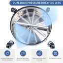 Biswing 16" Pressure Washer Stainless Steel Surface Cleaner with 4 Wheels & 1/4" Quick Connector, Power Washer Attachment with 2 Extension Wand, 2 Replacement Nozzles, 4000 PSI