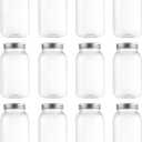 novelinks 32 OZ Clear Plastic Mason Jars with Lids - Dishwasher Safe Plastic Mason Jars 32 OZ Plastic Jars with Lids for Kitchen & Household Storage (12 Pack) (Silver)