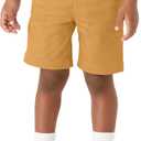 Amazon Essentials Boys and Toddlers' Uniform Woven Flat-Front Shorts (Wrinkle Resistant), Pack of 3 (6 Plus, Dark Khaki Brown)
