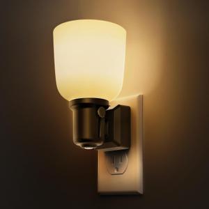 L LOHAS LED Night Lights Plug into Wall, Vintage Plug in Night Light, Dusk to Dawn Sensor,3000K Soft White, Dimmable 0-100LM, Rustic Farmhouse Nightlight for Bedroom,Bathroom,Stairs,Hallway