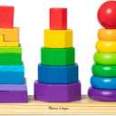 Melissa & Doug Geometric Stacker - Wooden Educational Toy,25 count(pack of 1)