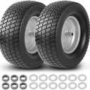 AR-PRO (2-Pack) 16x6.50-8 Flat-Free Tire and Wheel Assemblies, Relacement 16x6.5-8 Solid Turf Tire with Rim for Garden Tractor Riding Lawn Mowers, 3" Offset Hub and 3/4" Bushings