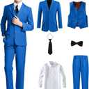 Yanlu Boy's Tuxedos Toddler Formal Suits Set Kids Blue Black Slim Fit Suit for Weddings, Size 5T
