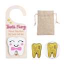 Tooth Fairy Tooth HolderTooth Fairy Door Hanger with Money Slot, Gold Coins and Cute BagsTooth Fairy Gifts for Girls Boys, First Milk Teeth Loss Tooth Fairy Pouch (Pink)