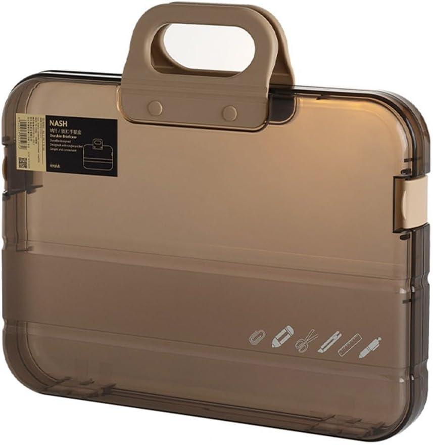 Portable File Box Clear Waterproof Document Storage Box with Snaps PP Files Organizer Cases for A4 Paper Magazines Notebooks School or Office Supplies (1 pcs, Brown)