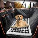 Backseat Pet Bed Mat,Dog Bed for Car,Fuzzy Dog Seat Cover for Car Back Seat, Non-Slip Travel Pet Mat, Fit for Backseat Extenders and Seat Covers (White and Black)