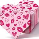 Landical 50 Pcs Valentine Heart Shaped Paper Napkins Galentine's Day Disposable Paper Guest Napkins Valentines Love Hearts Hand Towel for Ladies Celebration Bachelorette Party Table Supplies(Pink)