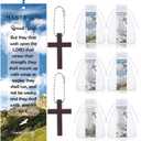 24 Pcs Father's Day Christian Gifts Include 12 Wooden Cross Charm 12 Man of God Bookmark Religious Church Gift Special Dad for Men Church Prizes Party Favor