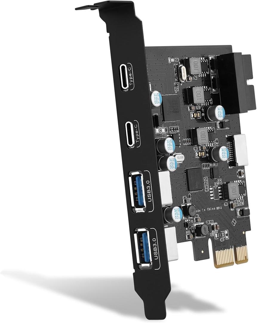 6-Ports USB PCIe Card PCI Express to Type C(2),USB Type-A2 Expansion Card with Internal 19 Pin Connector/Type EA-Key Front Panel Adapter for Desktop PC Support Window/11/10/ and Linux