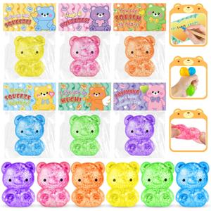 24 Pack Valentines Day Bear Toys, Valentines Day Cards for Kids for Classroom Gifts Exchange Prize, Sen Sory Stress Relief Valentine's Party Favors Gift Exchange Rewards