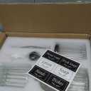 Shinowa Bathroom Accessories Set, 5 Pcs Clear Glass Bathroom Accessory Sets Complete with Soap Dispenser, Toothbrush Holder, Q-Tips Holder, Soap Dish, Ceramic Tray, Countertop Vanity Organizer