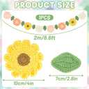 Handmade Crochet Flower Garland, Felt Flower Garland for Girl Nursery Decor, Daisy Garland for Birthday Party, Boho Room Wall Hanging Decoration, Girl 1st Birthday Decor