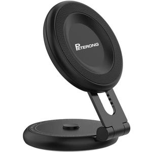 Magnetic Car Phone Holder Mount for Tesla Model 3/Y/Mustang Mach-E Compatible with MagSafe, Car Phone Mount Foldable Invisible Cradle Stand Adhesive 360 for iPhone 16/15/14/13/12 (Black)