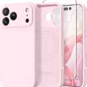Shockproof Case for iPhone 17 Pro Liquid Silicone Phone Case, Full Body Camera Lens Protective Phone Cover, Anti-Scratch Soft Microfiber Lining Slim Thin Skinny iPhone 17 Pro Case - Pink
