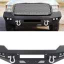 ALMULOO Front Bumper Compatible with 2013-2023 Dodge Ram 1500 Classic 2WD 4WD W/4 x LED Lights + 2 x D-rings Steel Powder Coated Black