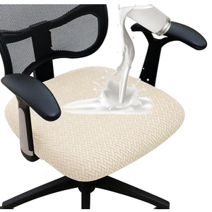 FORCHEER 100% Waterproof Office Chair Seat Cover 20x20 Jacquard Strechable Computer Desk Chair Seat Cushion Slipcover 1 Piece Washable-Beige