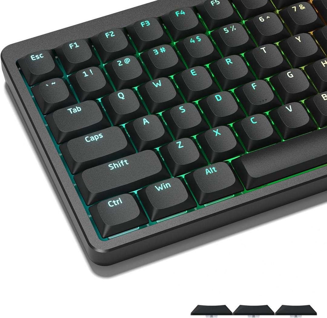 Womier Low Profile Keycaps for Mechanical Keyboard, Black Shine Through Keycaps, PBT Keyboard Key caps 60% 65% 75% 96% 100% for Cherry Gateron MX Switches, Black Backlight