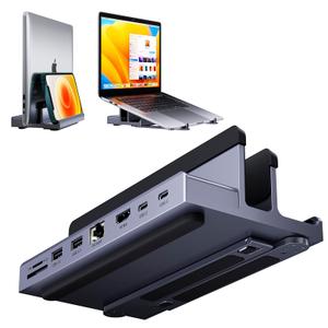 Laptop Docking Station Stand: QUUGE 7 in 1 USB C Dock with HDMI 2.0 4K 60Hz, RJ45 Ethernet, 2 USB3.0 Ports, 100W PD, MicroSD/SD 3.0, Universal Laptop Stand Docking Station