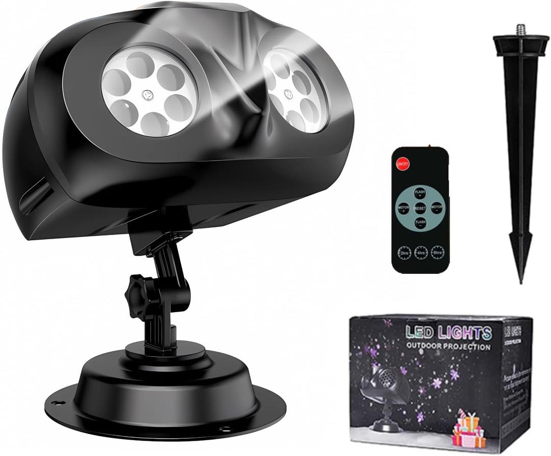 Christmas Snowflake Projector Lights Outdoor Waterproof Snowfall Show Lights with Remote Control Timer Decorative Christmas Lighting for Xmas Holiday Garden Patio