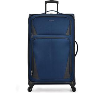 U.S. Traveler Aviron Bay Expandable Softside Luggage with Spinner Wheels, Navy, Large 31-Inch