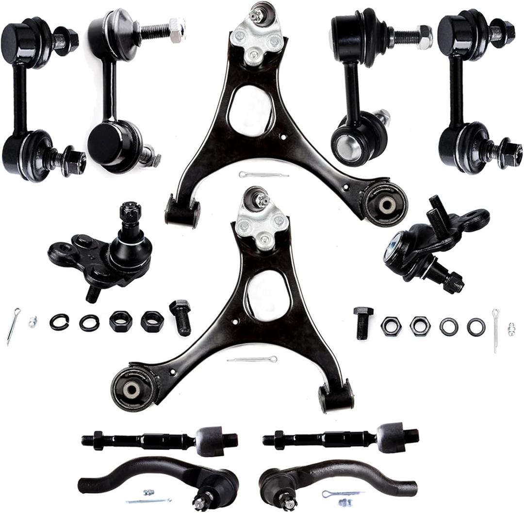 12PCS ASTOU Front Rear Suspension Kit fit for 2006-2011 for Honda Civic Lower Control Arm Lower Ball Joints Sway Bar End Link Outer Inner Tie Rod End Link