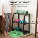 3-Tier Dumbbell Rack, Weight Rack for Dumbbells, Home Gym Storage for Dumbbells Kettlebells Yoga Mat and Balls, All in One Workout Storage, Powder Coated Finish Steel