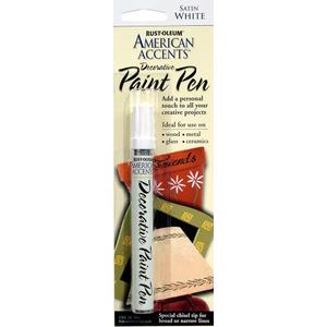 Rust-Oleum 215153 American Accents Satin Decorative Paint Pen, White, 1/3-Ounce