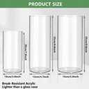 Clear Acrylic Cylinder Vase Set, 3 Pack Shatterproof Plastic Vases (3.9”x7.9”, 4.7”x9.8”, 5.9”x9.8”) for Home & Wedding Decor