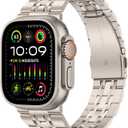 Tasikar Band Compatible with Apple Watch Ultra 3 Band 49mm, Men Women Strap Solid Stainless Steel Metal Bracelet Compatible with Apple Watch Ultra 2/1 49mm, Starlight