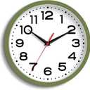 Roymnie Wall Clock Silent Non-Ticking Modern Clock Battery Operated 8 Inch Small Classic Analog Decorative for Kitchen, Bathroom, Office, Bedroom, Home(Green)