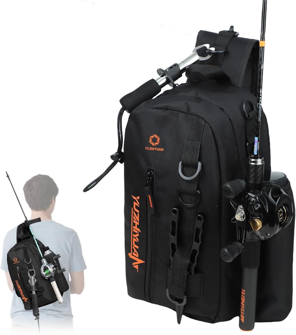 Small Fishing Bag with Rod Strap, Portable & Lightweight, Fish Small Tackle bag  Fits Tackle Boxes & Gear,Move Freely, Cast Smoothly - Fishing Gifts for Men (Black)