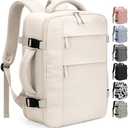 Pritent Travel Backpack for Women Man, Waterproof Laptop Backpack Travel Bag Airline Approved Carry on Weekender Overnight Bag Bookbag for Business,Travel, Work Fits 17.3 inch Laptop(Large,Beige)