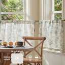 jinchan Amlie Floral Kitchen Curtains 24 Inch Length Linen Cafe Curtains Small Window Drapes Light Filtering Botanical Farmhouse for Bedroom Bathroom Rod Pocket 2 Panels Sage Green on Linen