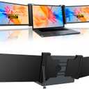 12" Triple Laptop Screen Extender, 1080P IPS FHD Portable Laptop Monitor Extended, Plug & Play Screen Extender with USB-C/HDMI for Mac/Windows/Chrome/Android (Deep Black)