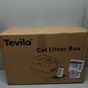 Extra Large Stainless Steel Litter Box with Lid, High Sided Enclosed Metal Cat Litter Pan, Dog Proof Front Entry Top Exit, Odor Control Easy Clean Leak Proof, Includes Mat, Scoop & Step, Black