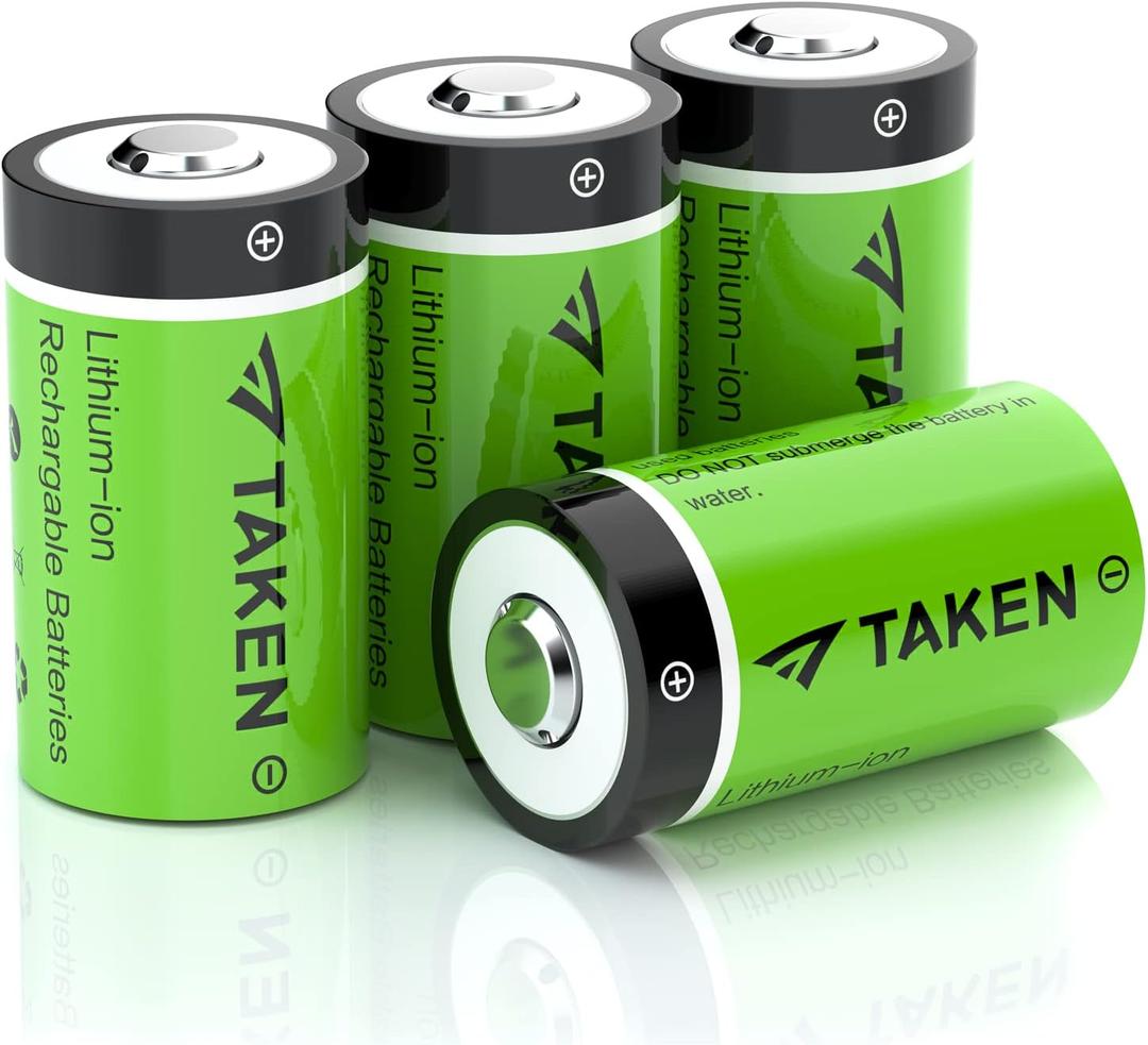 Taken 4 Pack 123 Batteries Lithium 3.7V CR123 Batteries [CAN BE RECHARGED] Compatible with Arlo Cameras (VMC3030/VMK3200/VMS3330/3430/3530), Flashlight, Microphone