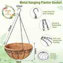 Legigo 3 Pack 12 Inch Metal Hanging Baskets for Plants Outdoor- Round Wire Hanging Planters Basket with Coconut Coir Liner, Hanging Flower Pot for Outdoor Plants Flowers Garden Decorations