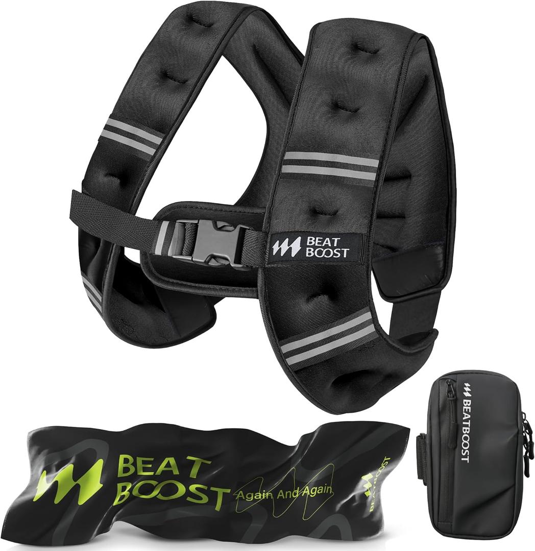 Weighted Vest for Women Men BeatBoost 5 10 15 20 25 30 lb Weight Vest with Ironsand for Walking Strength Training Running Workout (Black)
