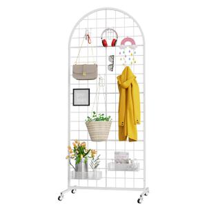 VGMiu Grid Wall Panel 1PCS Display Stand 2' x 5.2' FT White Grid Wall Panels Movable Retail Display Racks Floorstanding Gridwall Heavy Duty with Wheel for Art Craft Photo Displays Fair Trade Show