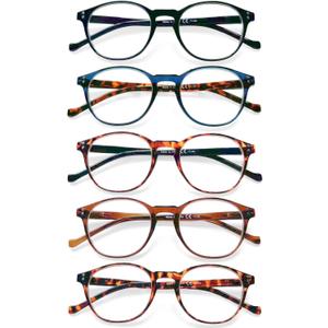 NORPERWIS 5 Pairs Reading Glasses - Standard Fit Spring Hinge Readers Glasses for Men and Women (5Color, 0.5, x)