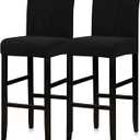 Lellen Bar Stool Covers Set of 2,Stretch Washable Bar Stool Seat Cover,Removable Bar Chair Covers with Backs,Counter Height Bar Stool Chair Cover for Kitchen Dining Room CafeBlack (Square Knit Black)