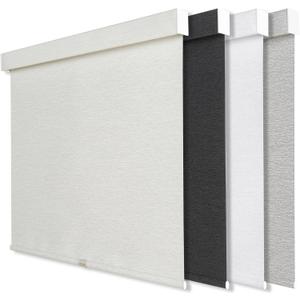 Cordless Blackout Roller Shades for Windows, Linen Texture Blinds with Valance, Pull Down Room Darkening Thermal Insulated UV Protection Shades for Home and Office (Beige, Custom Size)