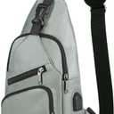 AMJ Crossbody Sling Bag Men Women, Casual Shoulder Backpack, Chest Daypack Satchel for Hiking Travel (Small, White Gray)