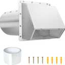 6 inch Galvanized Steel Hooded Dryer Vent Cover with Screen & Damper, White