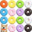 JellyArch 16 Pcs Latex Squeaky Dog Toys Donut Small Dogs Squeaky Chew Toys for Aggressive Chewers Soft Interactive Fetch Play No Stuffing Durable Teething Items for Small Puppy