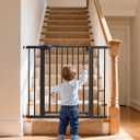 Babelio 36" Tall Baby Gate, 26-40" Wide Auto Close Pet Gate, PressGuard C5 Pressure Mounted Metal Dog Gate, Easy-Install No Drilling, No Tools Needed, with Wall Protectors and Extension Kits, Black